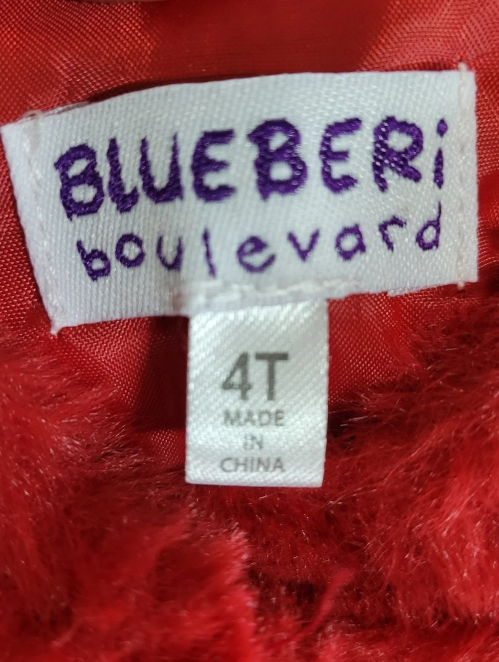 Blueberi Boulevard Red Rose Floral Trim Girls Coat w/ Crystal Buttons, Size 4T